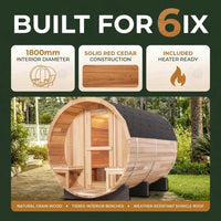 6-Person Patchworkred Cedar Traditional Steam Barrel Sauna — Results & Stats