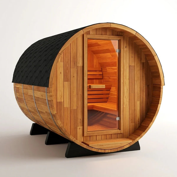 Traditional Steam Sauna Built for Recovery, 6-Person Cedar Construction, 6000W Heater, Outdoor Use — Studio Shot
