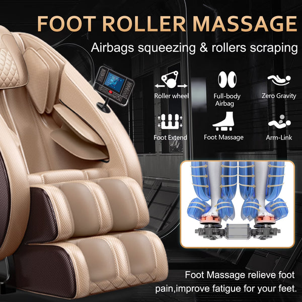 Full Body Massage Chair Designed for Home Recovery, Zero Gravity Reclining, Bluetooth Audio, Heat Therapy