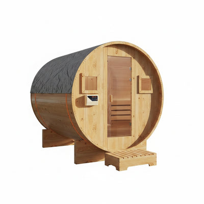 Outdoor Traditional Sauna Built for Year-Round Use, 4-6 Person Capacity, 6KW Heater, Solid Wood Construction