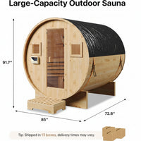 Outdoor Traditional Sauna Built for Year-Round Use, 4-6 Person Capacity, 6KW Heater, Solid Wood Construction
