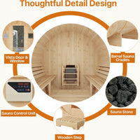 Outdoor Traditional Sauna Built for Year-Round Use, 4-6 Person Capacity, 6KW Heater, Solid Wood Construction