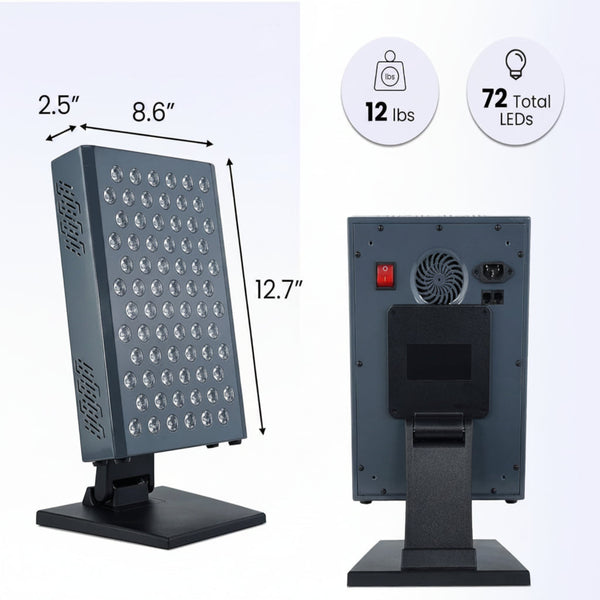 Red Light Therapy Panel Device – 630Nm 660Nm 810Nm 850Nm Red & near Infrared Light Therapy, LED Light Therapy Lamp, 72 Quad Chip Leds, Adjustable Brightness, Pulse Mode – ULTRA360